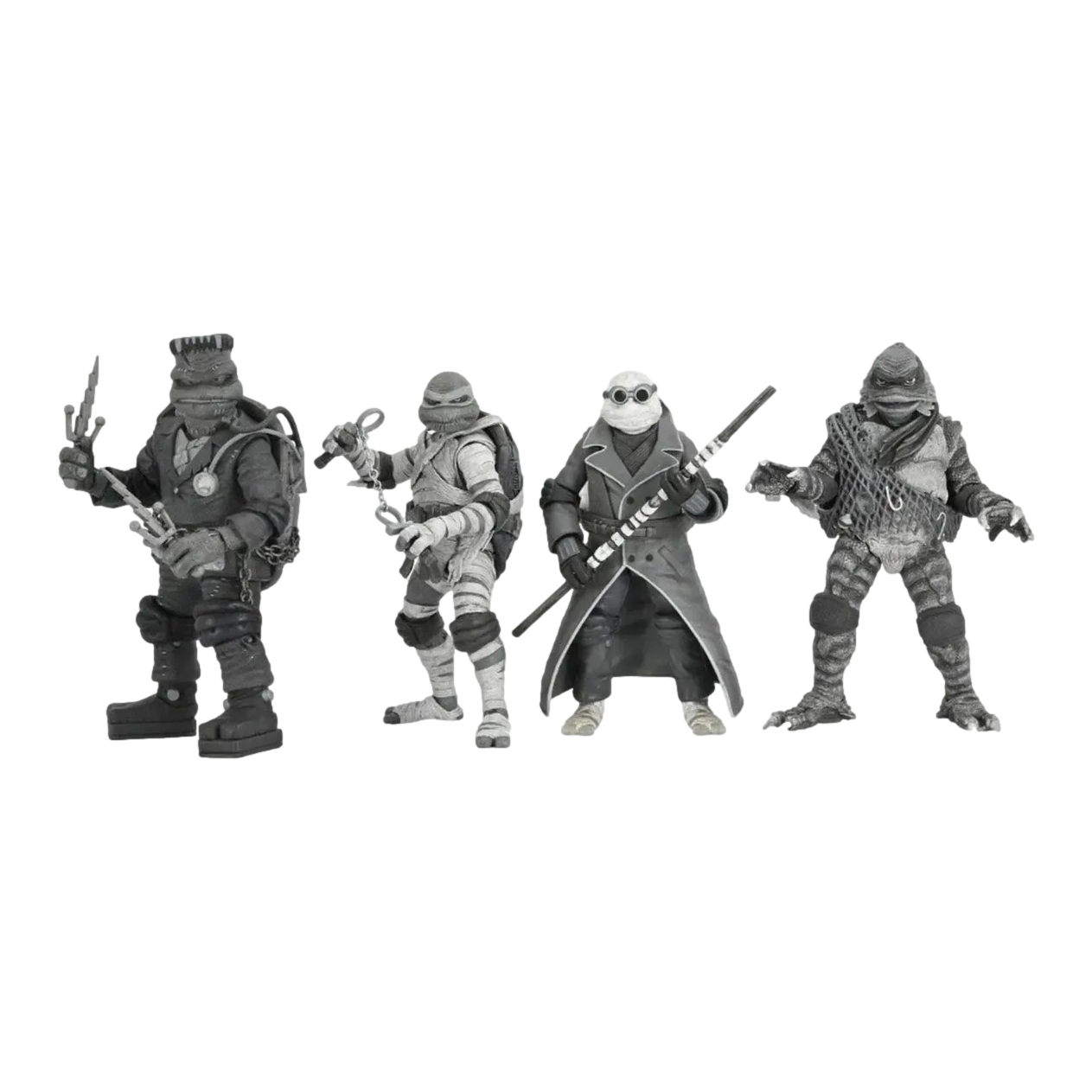 Universal Monsters x Teenage Mutant Ninja Turtles Turtles: (Black & White): 7" Action Figure Figure 4-Pack: Neca