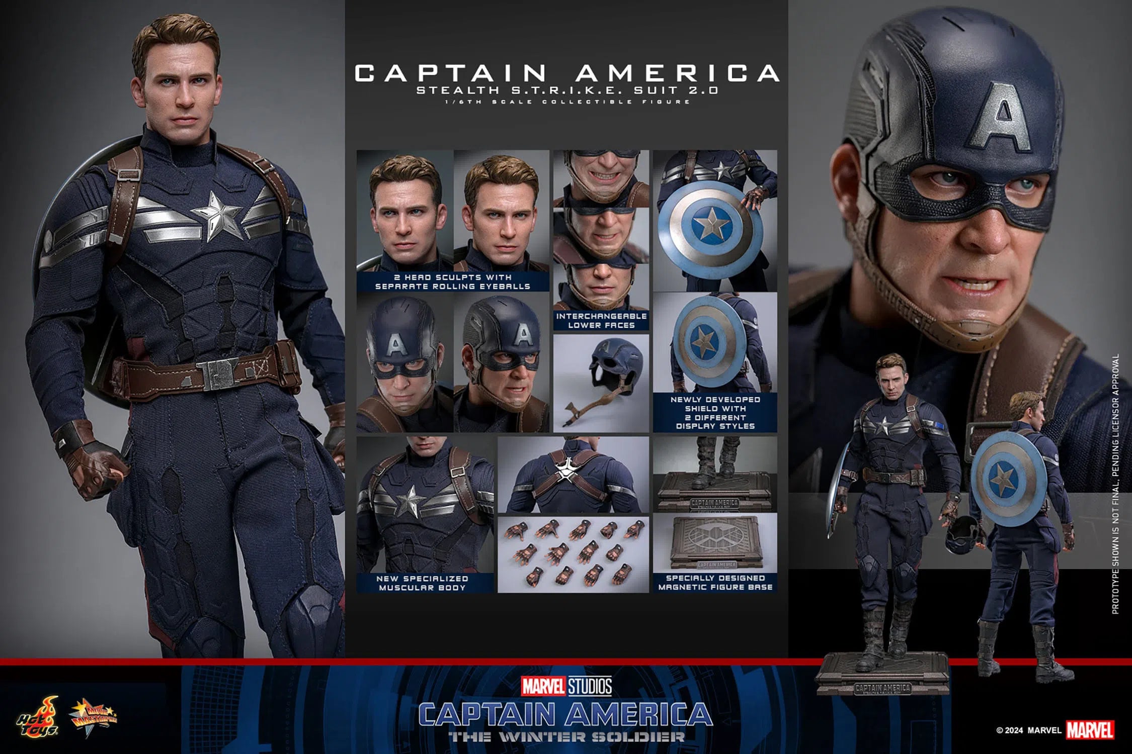 Captain America: The Winter Soldier: Captain America (Stealth S.T.R.I.K.E. Suit): 1/6th Scale Action Figure: Hot Toys Hot Toys