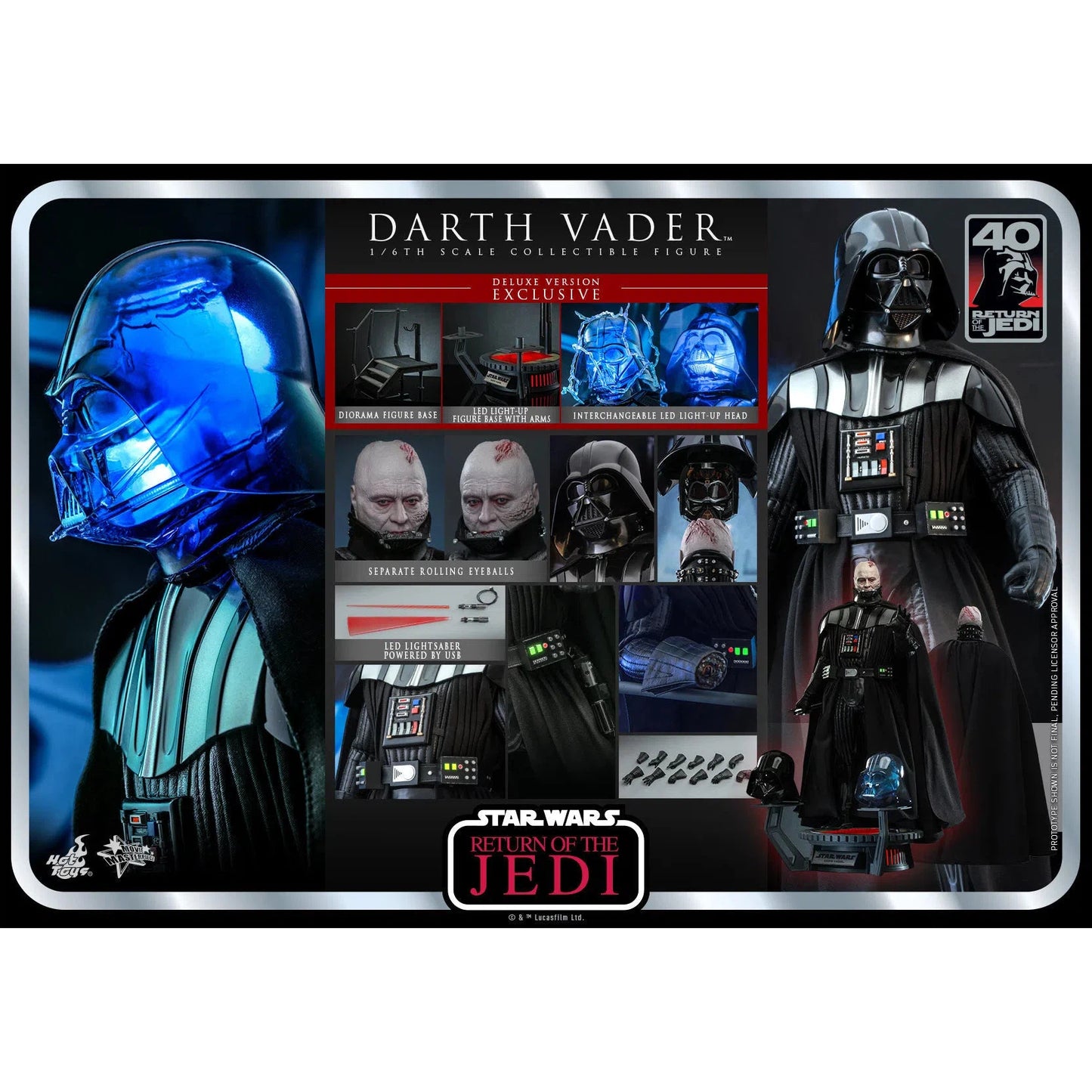 Darth Vader: Star Wars: Return Of The Jedi: 40th Anniversary: Deluxe - Hot Toys Action Figures