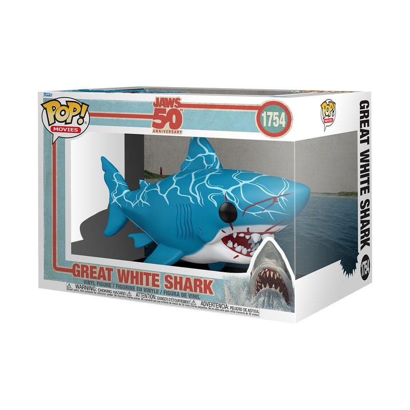 Jaws: Great White Shark (Retro): Pop! Movies: Super Sized 6": 50th Anniversary - Funko Action Figure