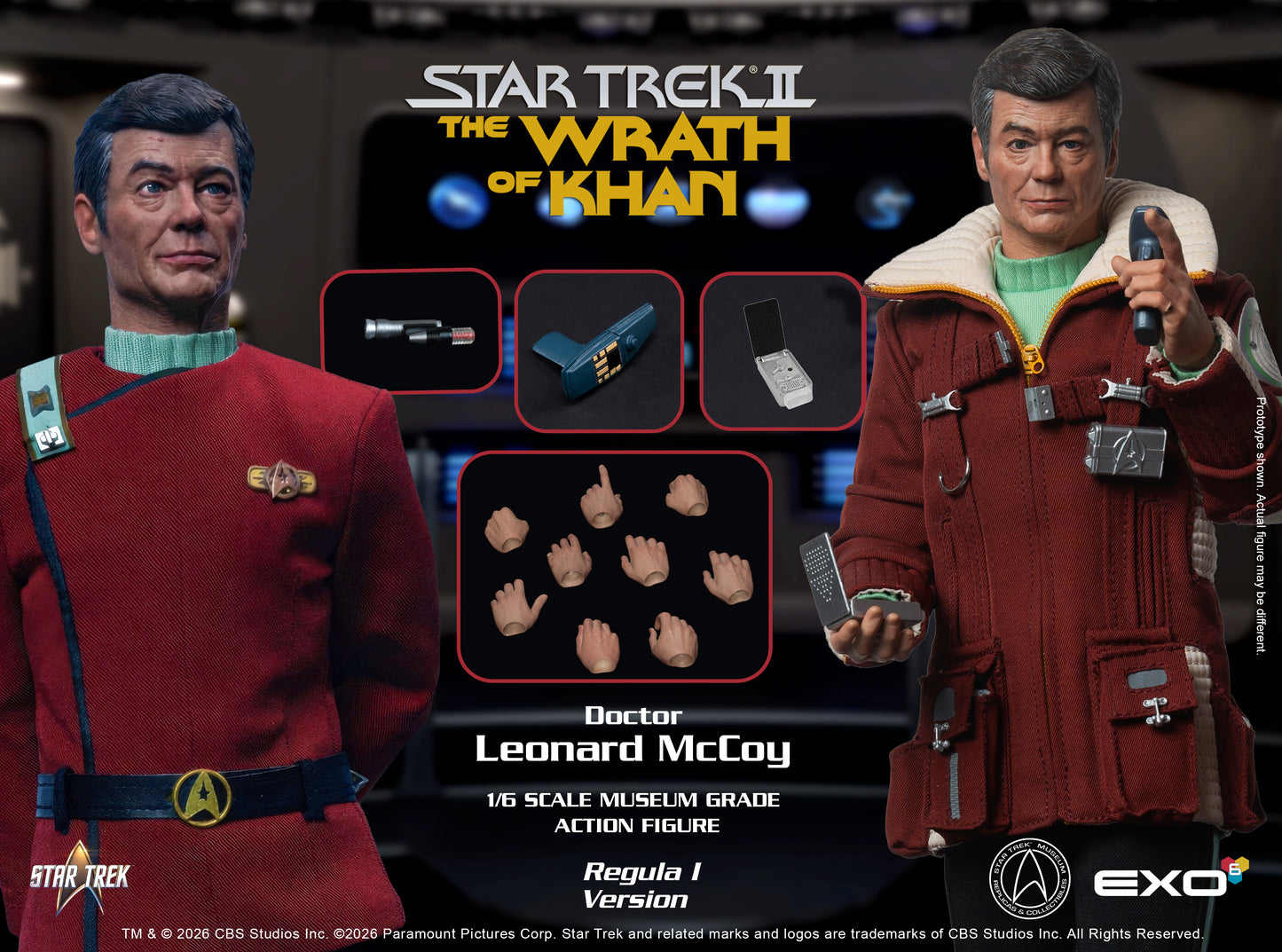 Star Trek: The Wrath of Khan Dr. Leonard McCoy (Regula I Ver.) 1/6 Scale Action Figure - EXO-6 Action Figures