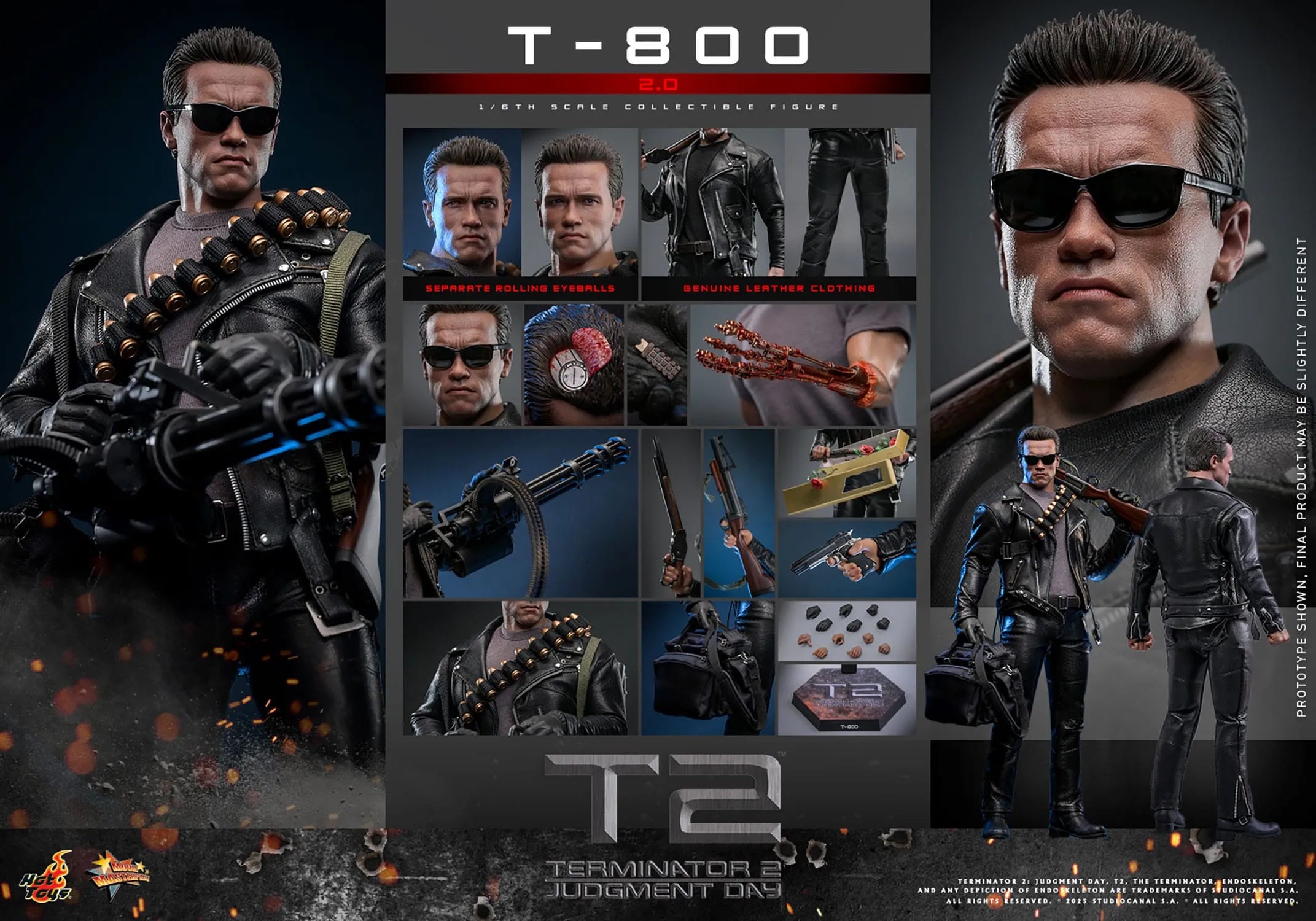 Terminator 2: T-800 Version 2.0: MMS795: 1/6th Scale Action Figure: Hot Toys Hot Toys