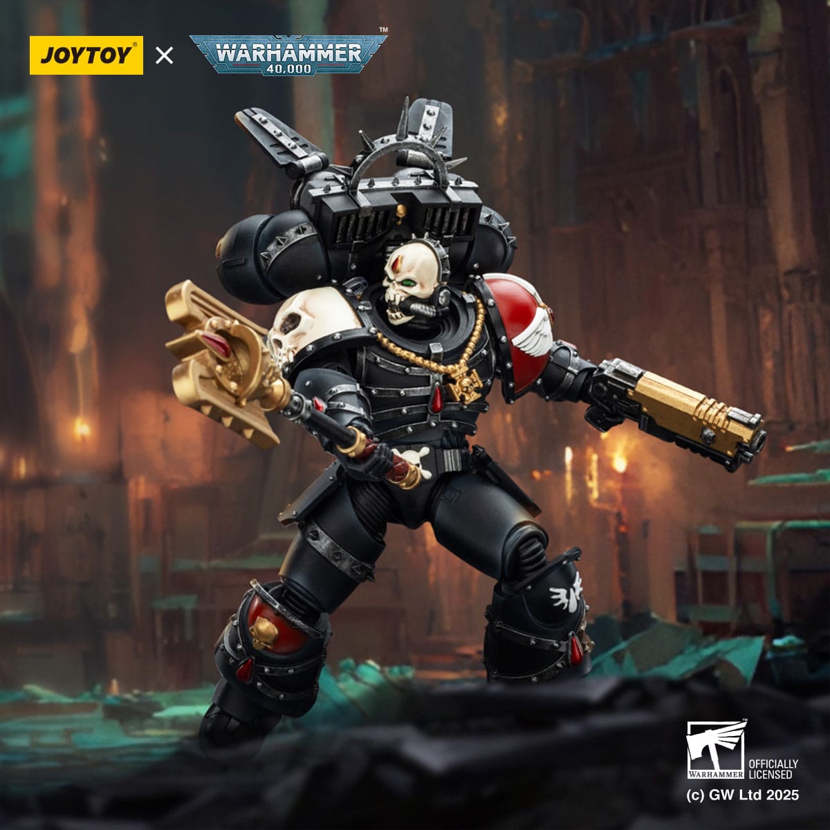 Warhammer 40k: Blood Angels: Lemartes with Jump Pack Blood Crozius and Absolver Bolt Pistol: Action Figure - Joy Toy Action Figures