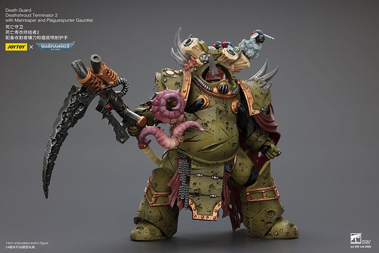 Warhammer 40k: Death Guard: Deathshroud Terminator (Ver. 2) with Manreaper and Plaguespurter Gauntlet: Action Figure - Joy Toy Action Figures