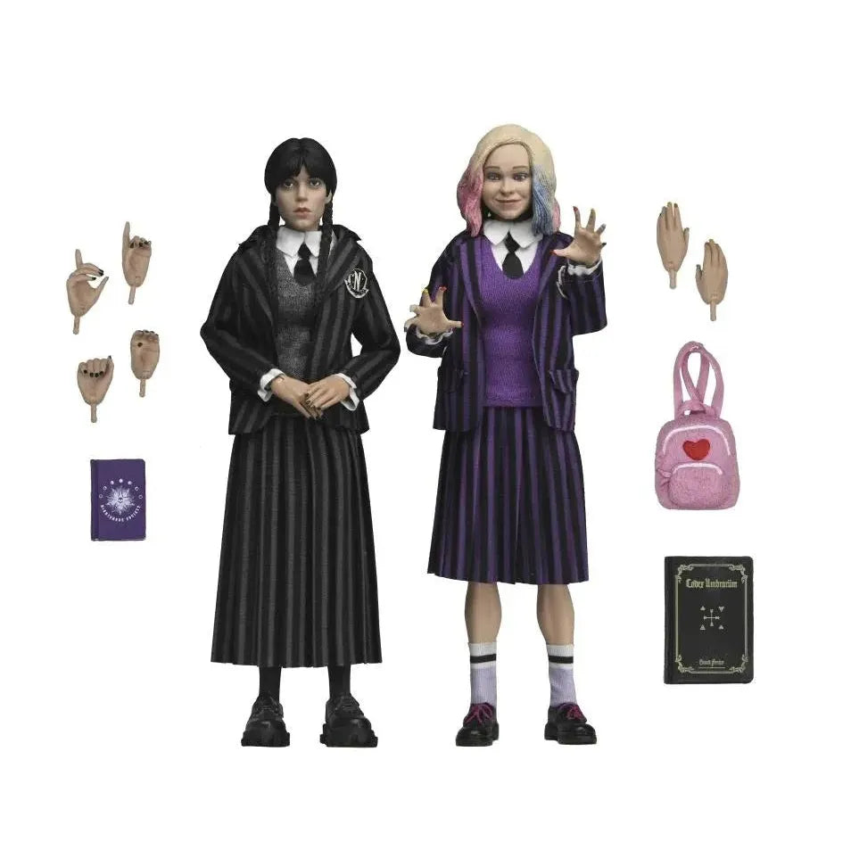 Wednesday: Wednesday Addams & Enid (Nevermore Uniform): 8" Clothed Action Figure 2-Pack - Neca Action Figure