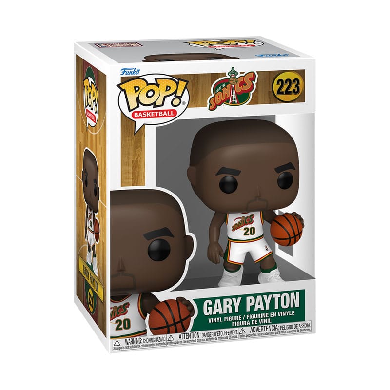 Sonics: Pop! Basketball #223: Gary Payton (White Home Uniform): Vinyl Figure
