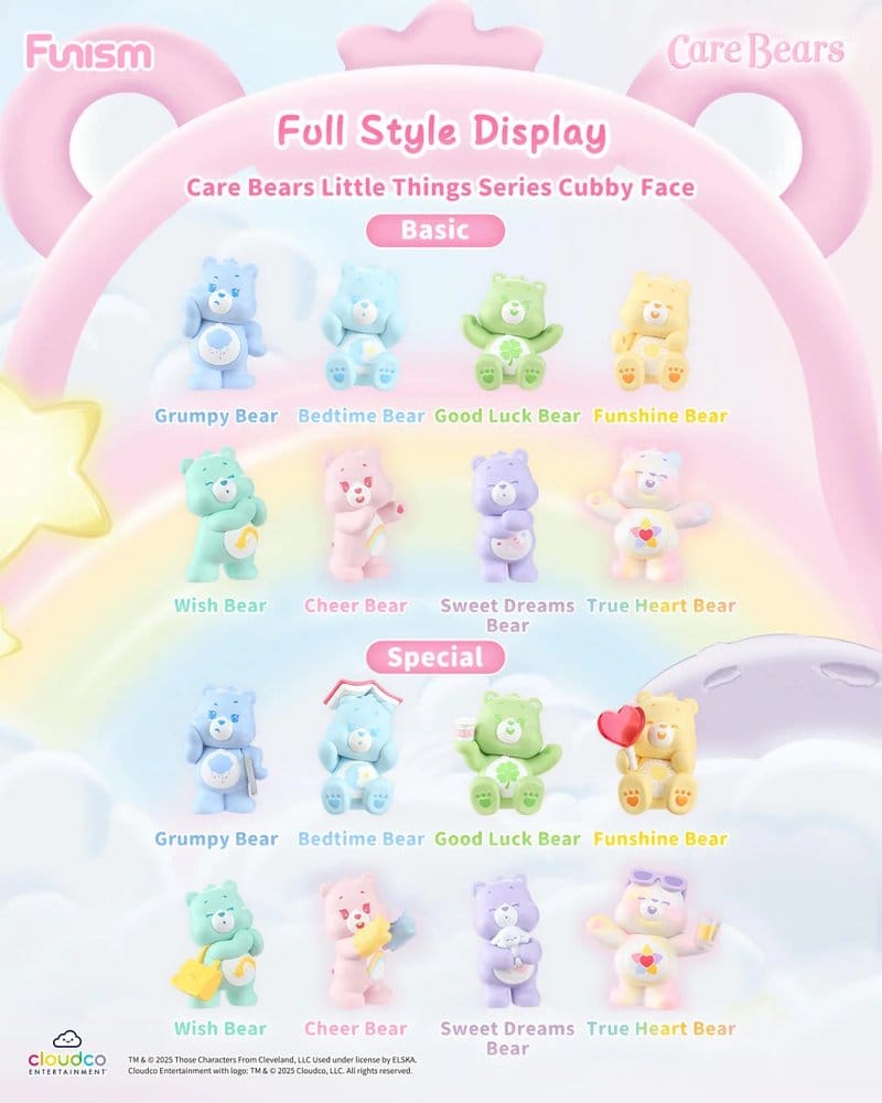 Care Bears Blind Box Mini Figures Little Things Cubby Face Series 5 cm Display Box Qty 6 - Funism Mini Figures, Blind Boxes