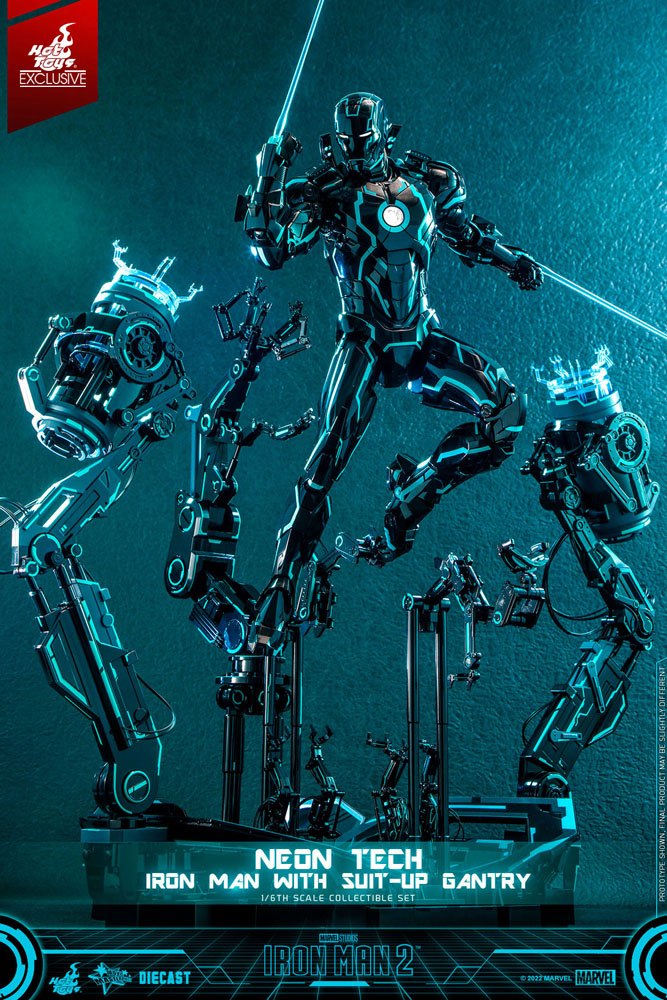 Iron Man 2: Neon Tech Iron Man with Suit-Up Gantry: 1/6 Scale Action Figure Set