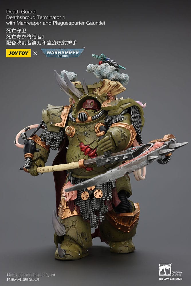 Warhammer 40k: Death Guard: Deathshroud Terminator (Ver. 1) with Manreaper and Plaguespurter Gauntlet: Action Figure