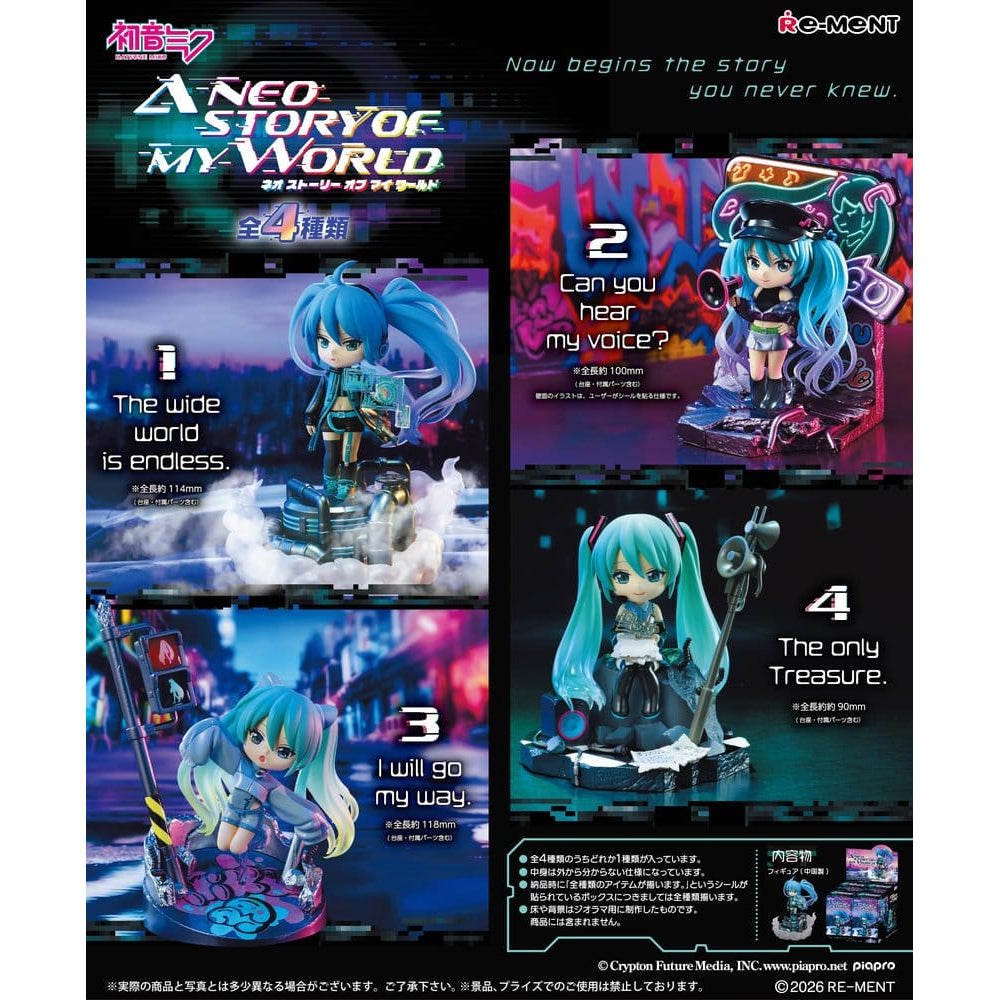 Hatsune Miku Mini Figures Neo Story 12 cm Blind Box Display Box Qty 4 - Re-Ment Blind Boxes