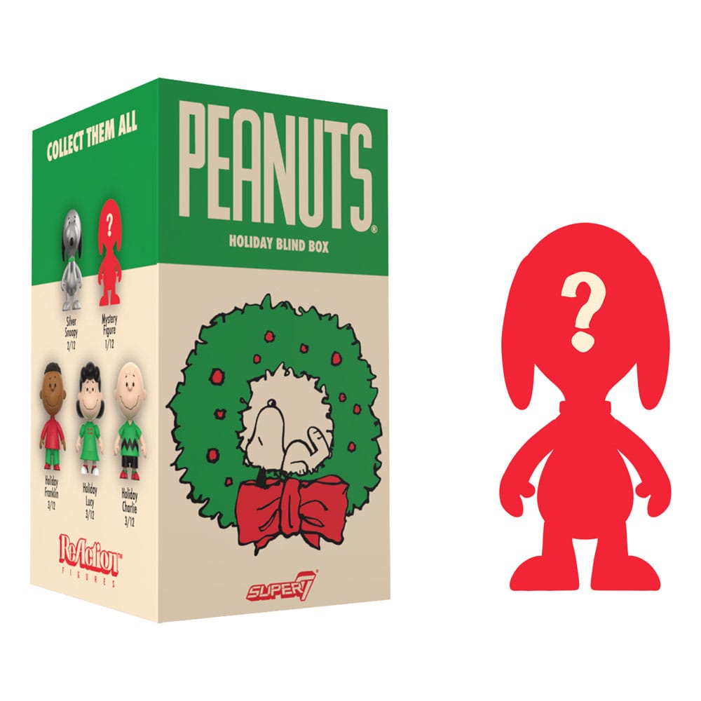 Peanuts ReAction Action Figures Wave 08 Holiday Blind Box Display Box Qty 12 - Super7 Action Figures, Blind Boxes