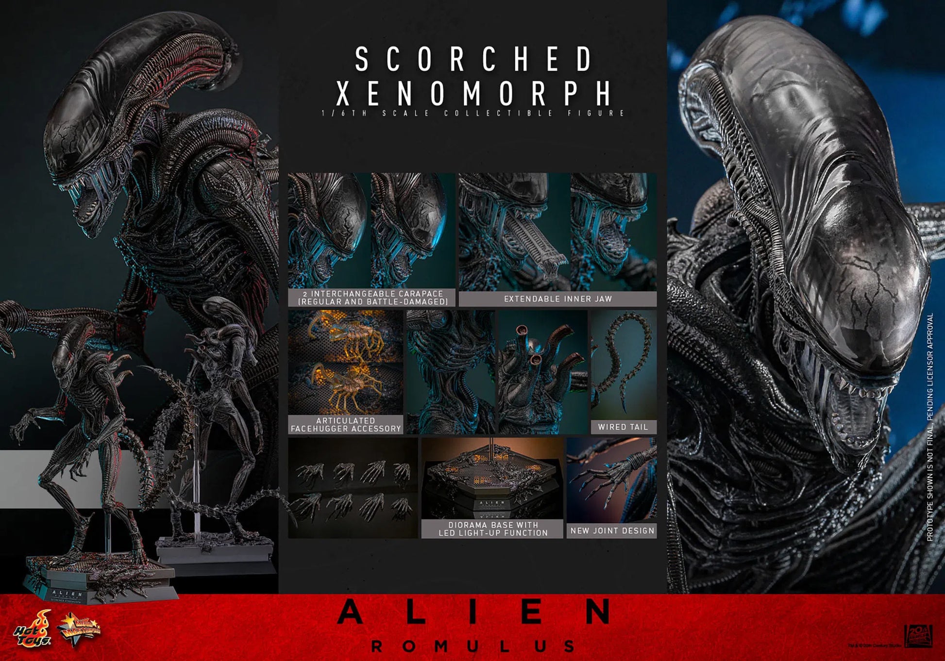 Alien: Romulus: Scorched Xenomorph: 1/6th - Hot Toys Action Figures