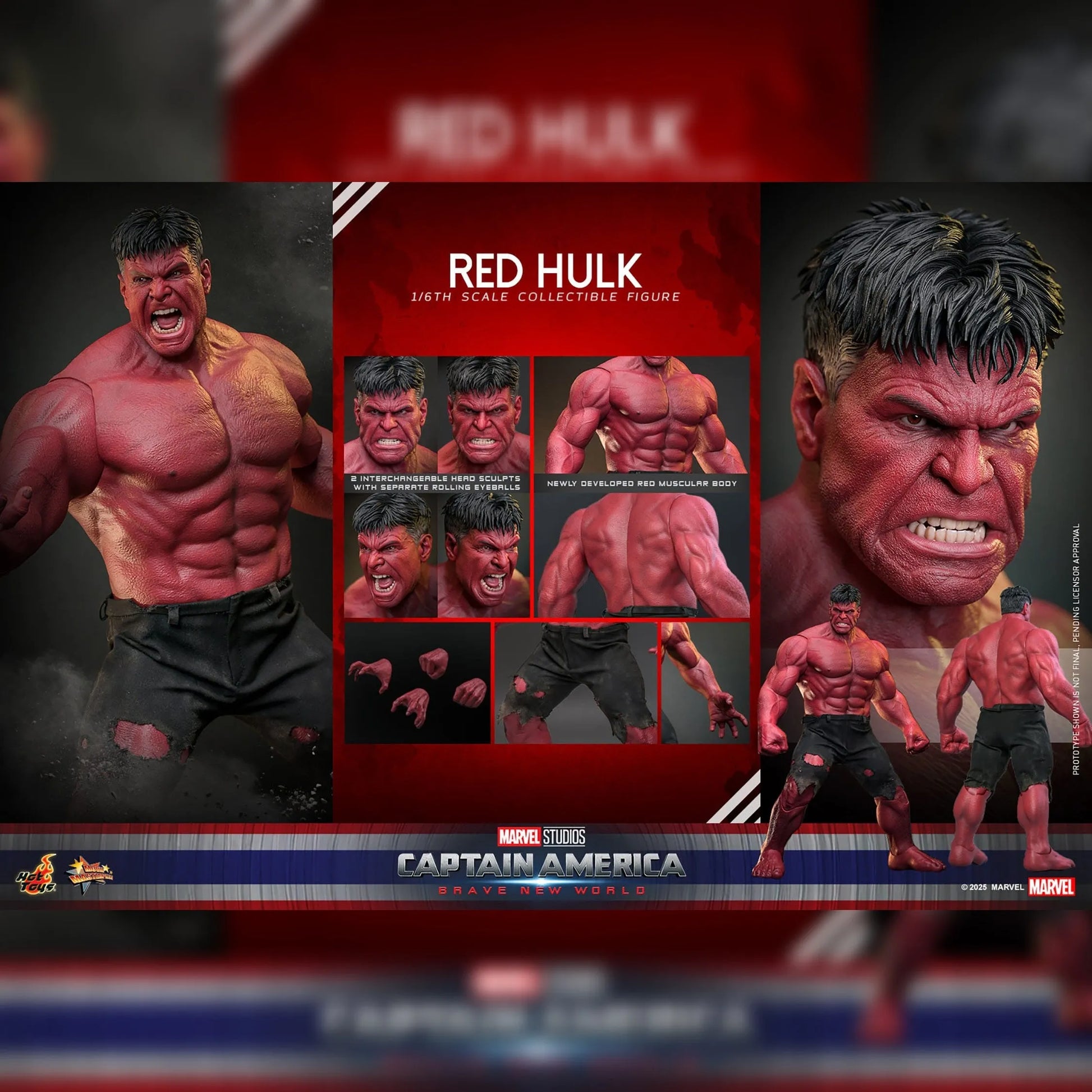 Captain America: Brave New World: Red Hulk: 1/6th - Hot Toys Action Figures