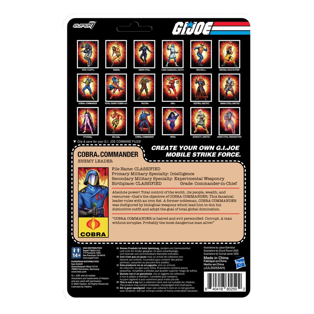 GI Joe ReAction+ Action Figure Wave 06 Cobra Commander (Movie, Black Cape) - Super7 Action Figures
