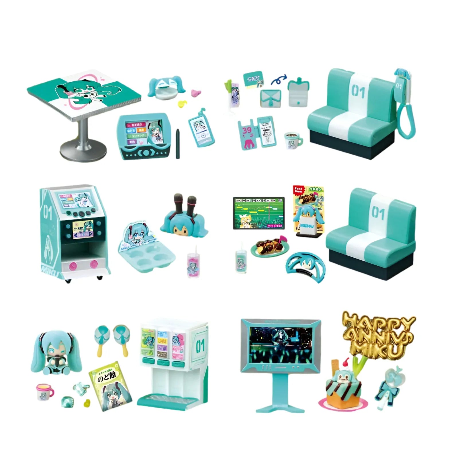 Hatsune Miku Karaoke: Accessories Sets:6 Pack: Full Wave - Re-Ment Mini Figures