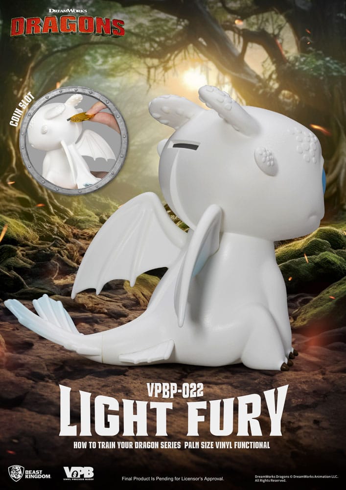 How To Train Your Dragon Piggy Vinyl Bank Light Fury - Beast Kingdom Toys Banks