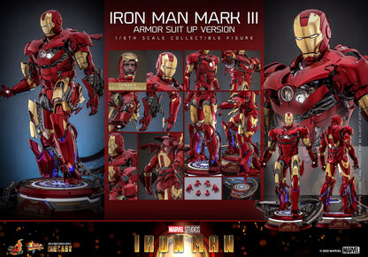 Iron Man: Iron Man Mark III (Suit Up Armor Version): 1/6th Action Figure - Hot Toys Action Figure