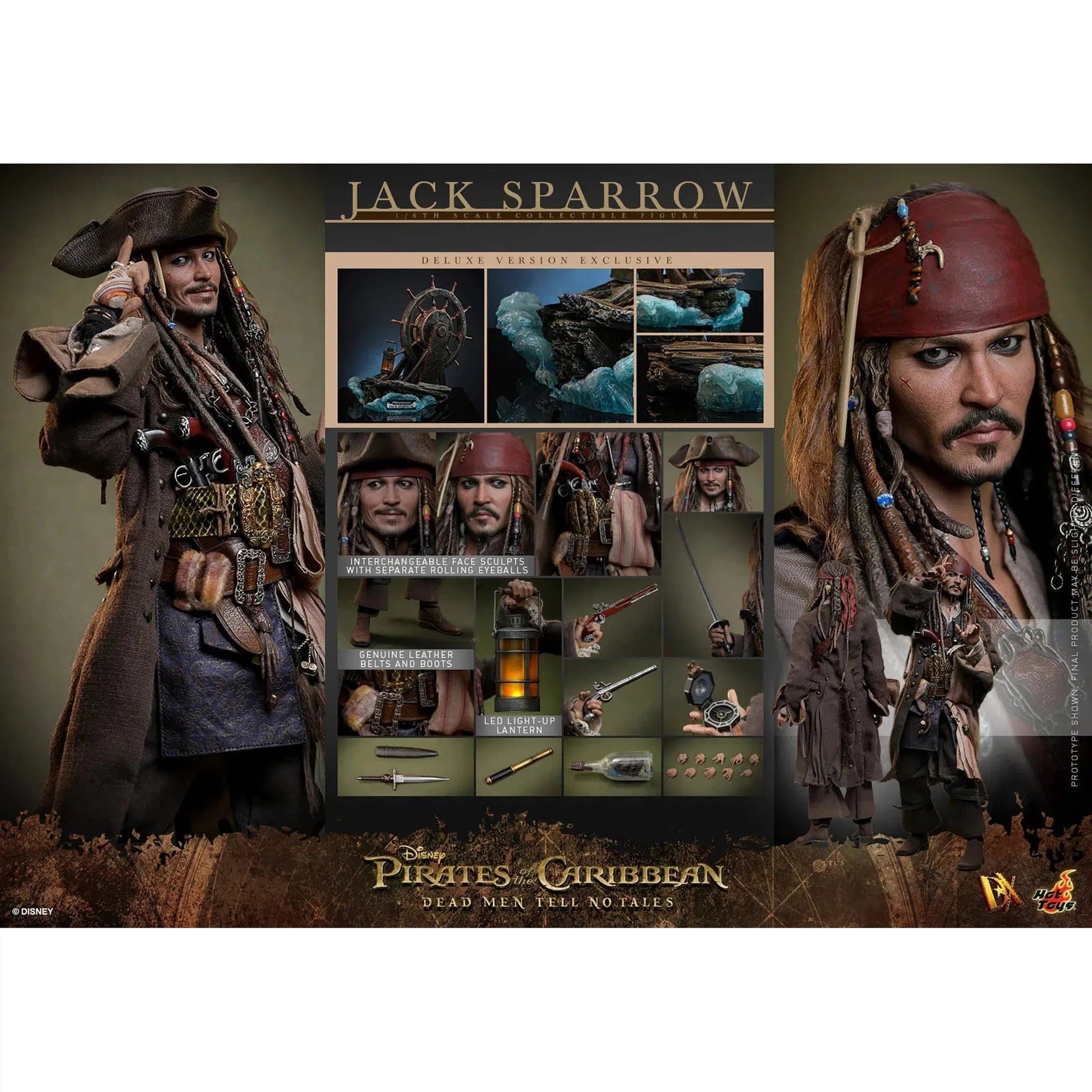Jack Sparrow: Pirates Of The Caribbean: Dead Men Tell No Tales: Deluxe: Sixth Scale: DX38 Hot Toys