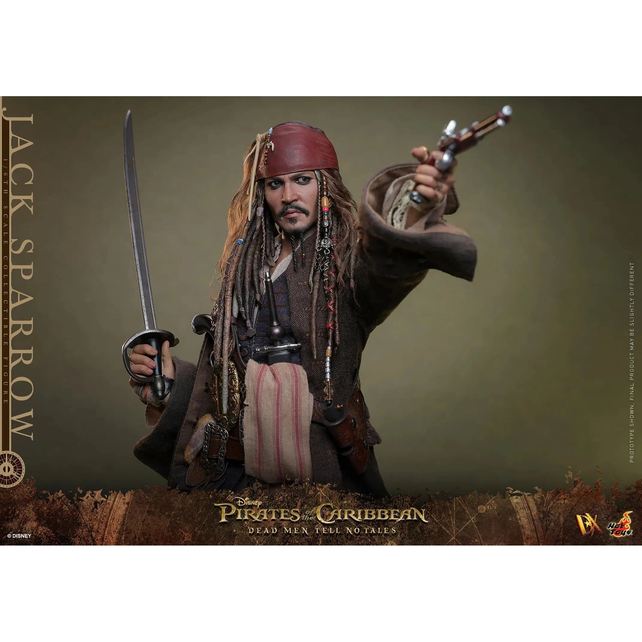 Jack Sparrow: Pirates Of The Caribbean: Dead Men Tell No Tales: Standard: Sixth Scale: DX37 Hot Toys
