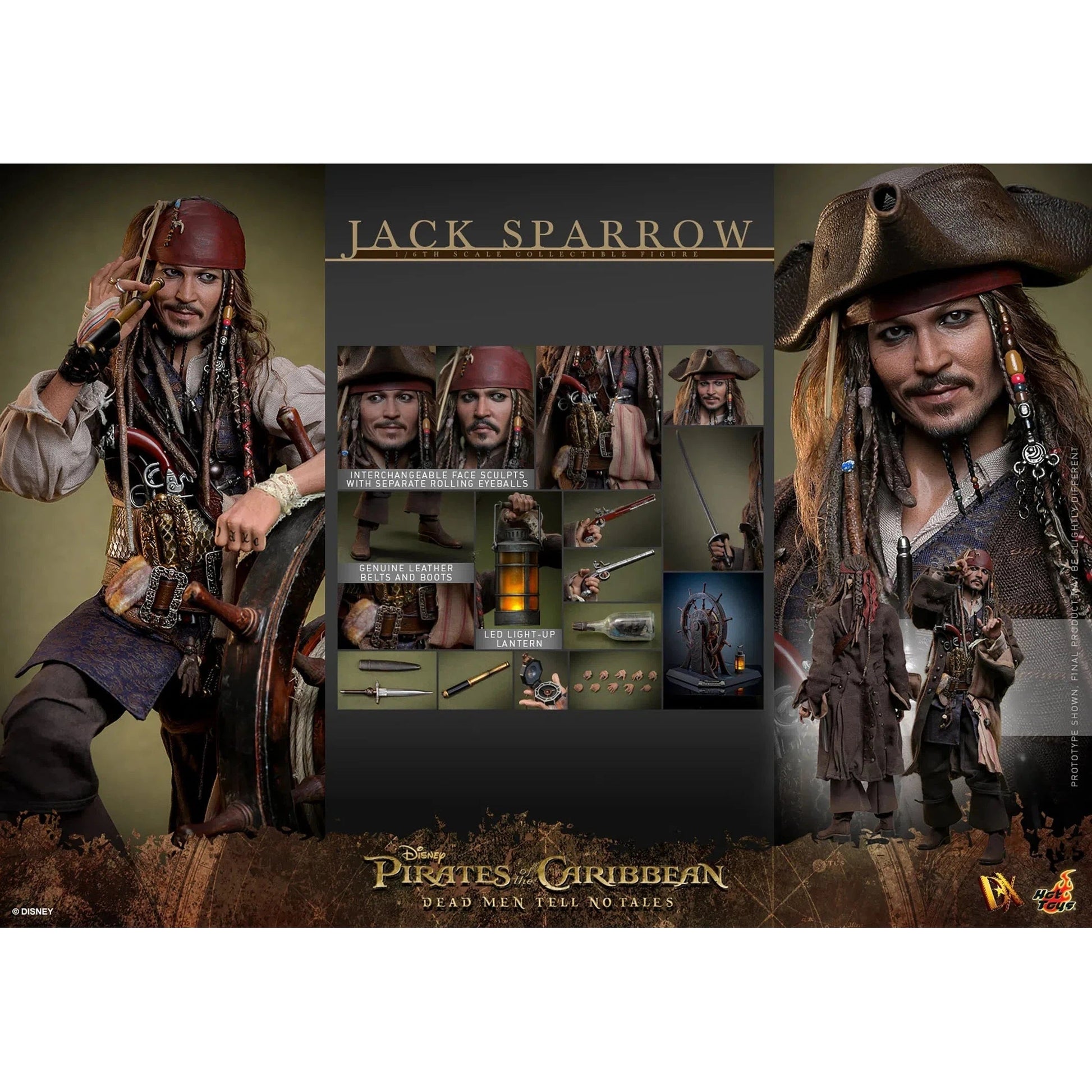 Jack Sparrow: Pirates Of The Caribbean: Dead Men Tell No Tales: Standard: Sixth Scale: DX37 Hot Toys