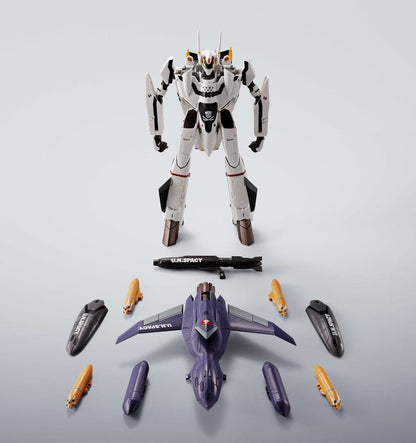 Macross 7 Hi-Metal R Action Figure VF-0S Phoenix (Roy Focker Use) & QF-2200D-B Ghost Set 14 cm - Bandai Tamashii Nations Action Figures