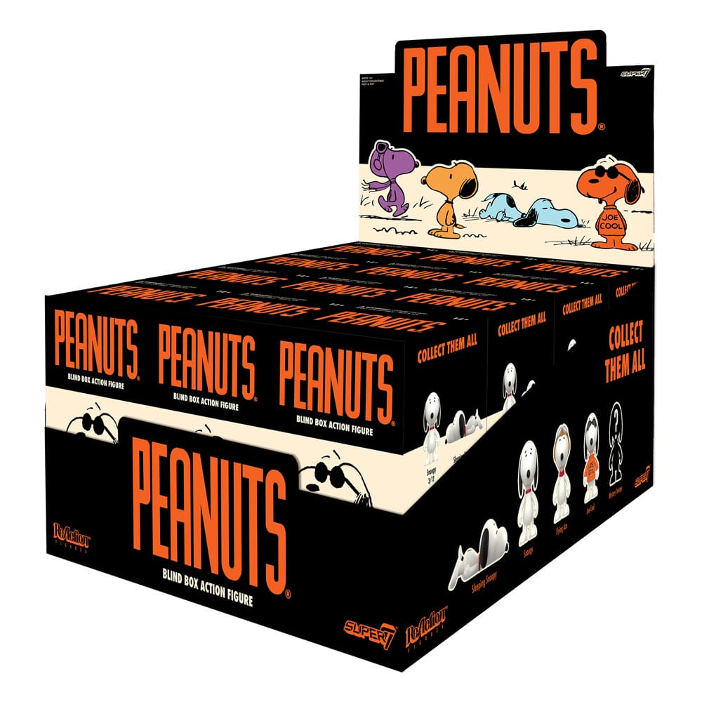 Peanuts ReAction Action Figures Wave 06 So Many Snoopies! Blind Box Display Box Qty 12 - Super7 Action Figures, Blind Boxes