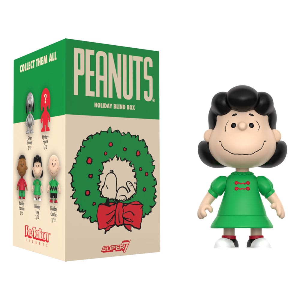 Peanuts ReAction Action Figures Wave 08 Holiday Blind Box Display Box Qty 12 - Super7 Action Figures, Blind Boxes