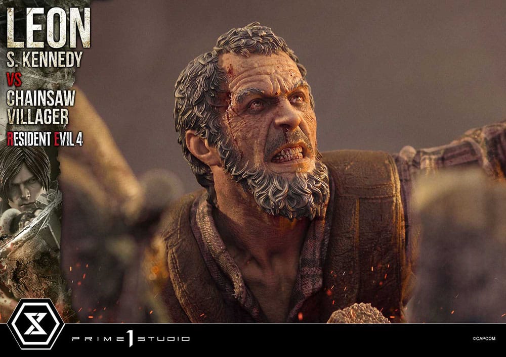 Resident Evil 4 Ultimate Premium Masterline Series Statue 1/4 Leon S. Kennedy vs. Chainsaw Villager 76 cm - Prime 1 Studio Statues