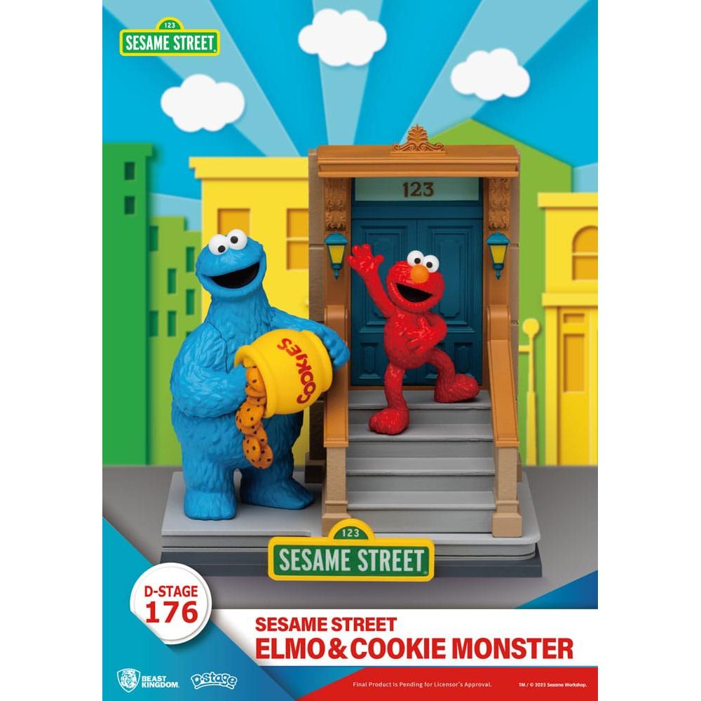 Sesame Street D-Stage PVC Statue Elmo & Cookie Monster 11 cm - Beast Kingdom Toys Statues