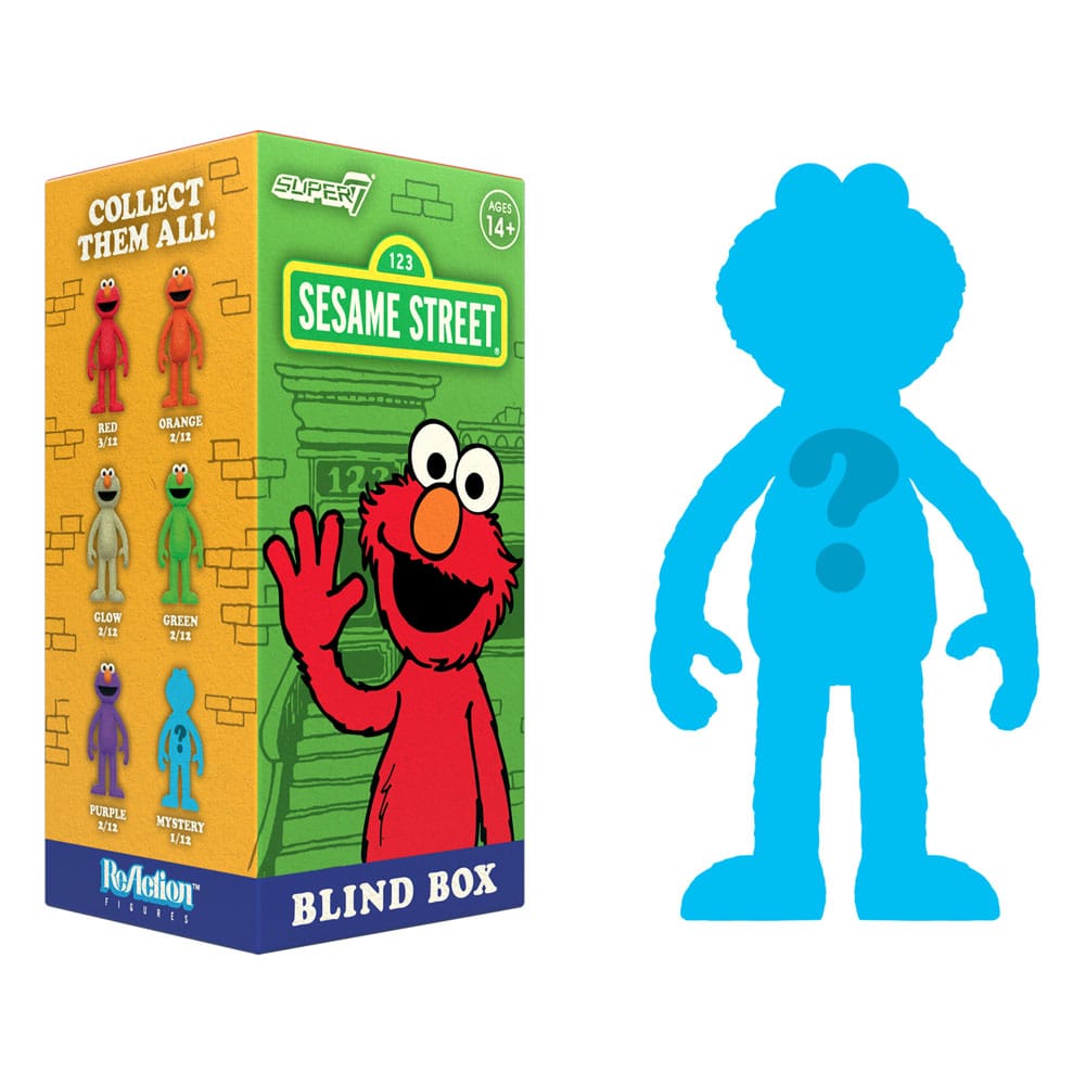 Sesame Street ReAction Action Figures 10 cmWave 04 Elmo Blind Box Display Box Qty 12 - Super7 Action Figures, Blind Boxes