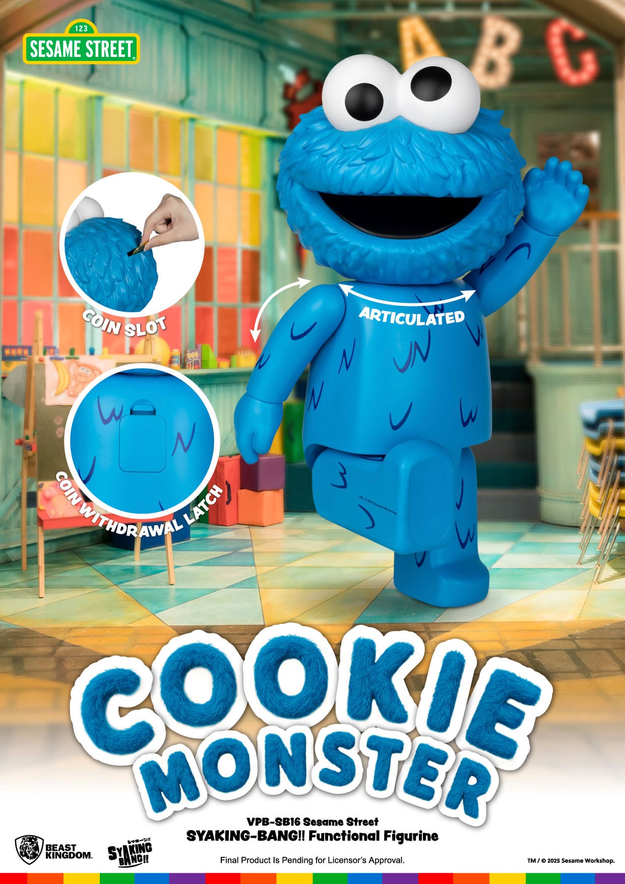Sesame Street: Syaking Bang: Cookie Monster: Vinyl Piggy Bank - Beast Kingdom Toys Piggy Bank