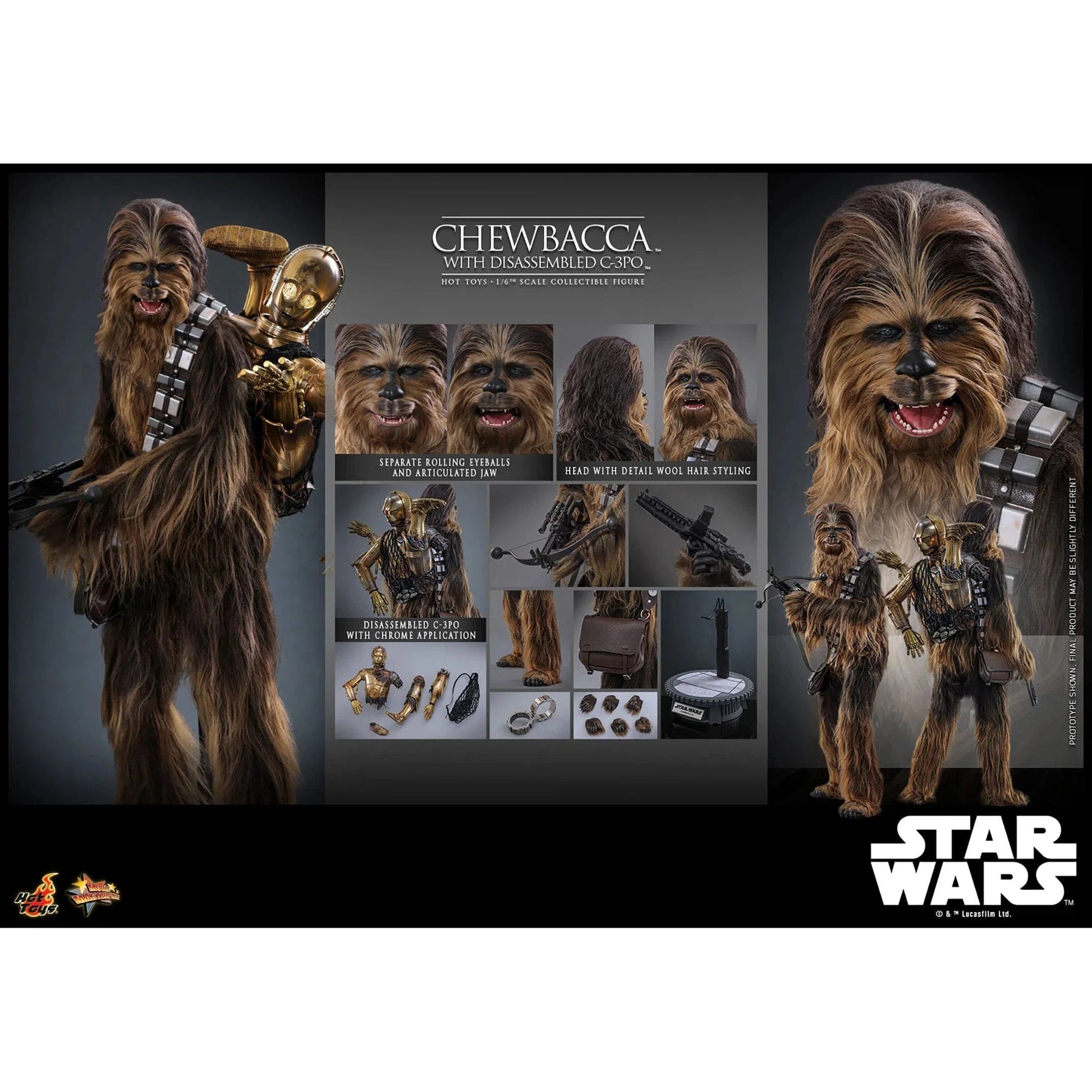 Star Wars: Episode V: The Empire Strikes Back: Chewbacca With Disassembled C-3PO Hot Toys