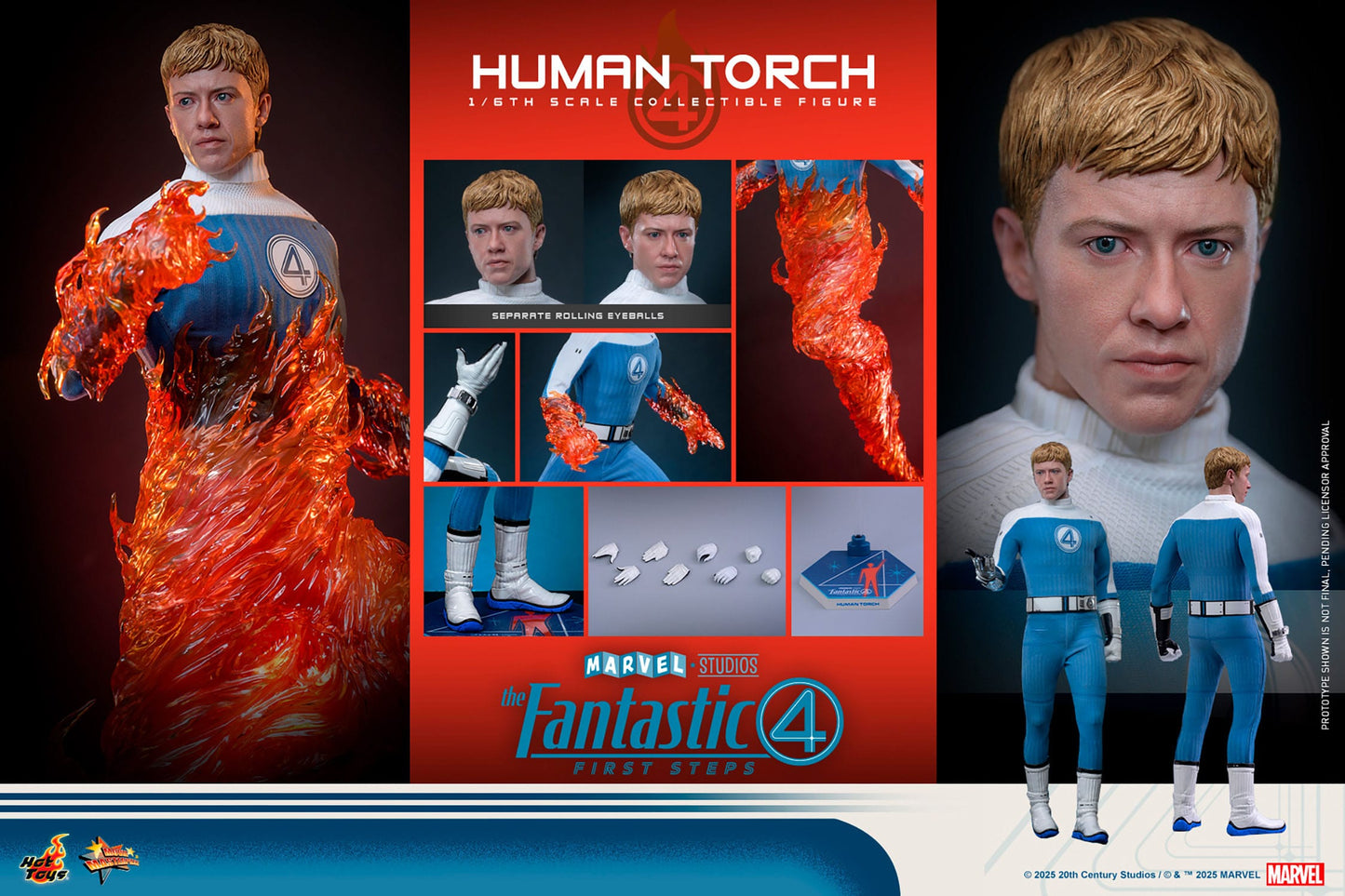 The Fantastic Four: First Steps: Johnny Storm "Human Torch": 1/6th - Hot Toys Action Figures