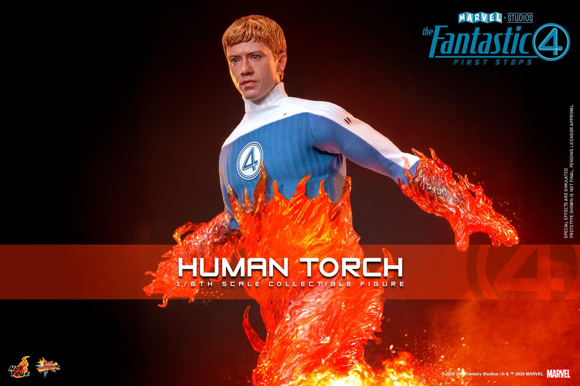 The Fantastic Four: First Steps: Johnny Storm "Human Torch": 1/6th Scale Action Figure - Hot Toys Action Figure
