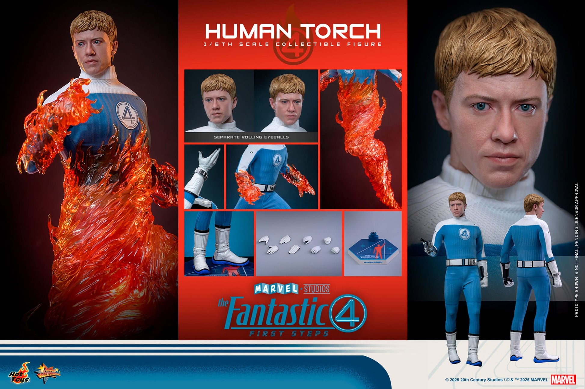 The Fantastic Four: First Steps: Johnny Storm "Human Torch": 1/6th Scale Action Figure - Hot Toys Action Figure