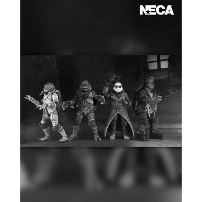 Universal Monsters x Teenage Mutant Ninja Turtles Turtles: (Black & White): 7" Action Figure Figure 4-Pack: Neca - Neca Action Figure