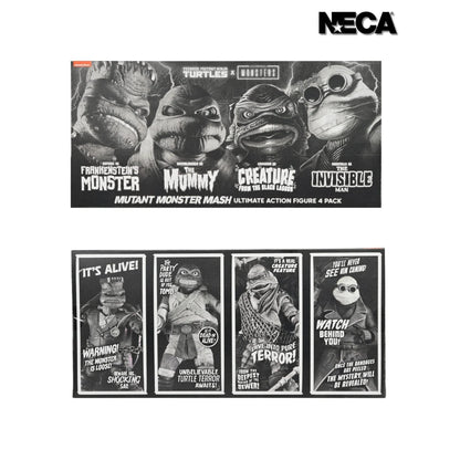 Universal Monsters x Teenage Mutant Ninja Turtles Turtles: (Black & White): 7" Action Figure Figure 4-Pack: Neca - Neca Action Figure