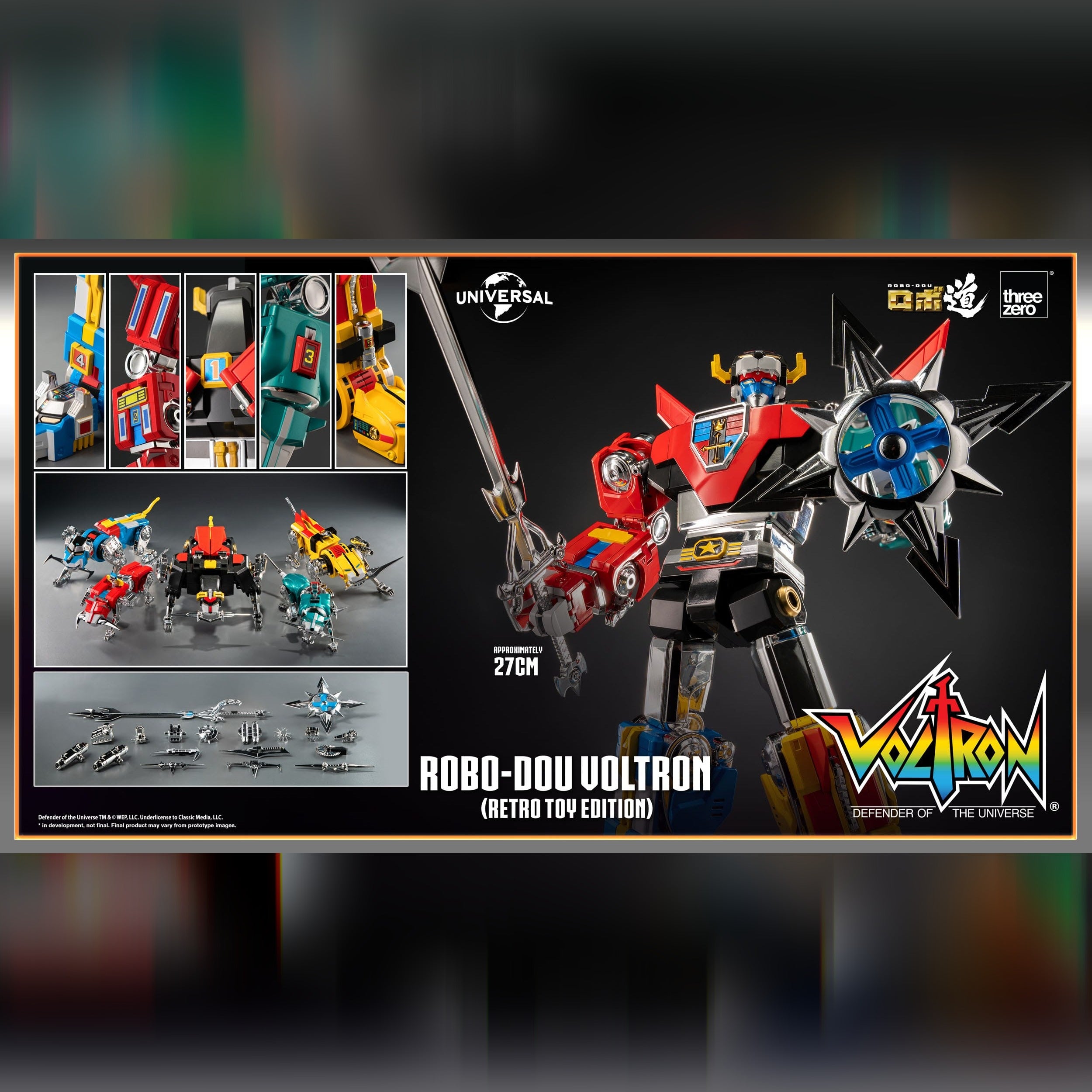 Voltron: Defender Of The Universe: ROBO-DOU Voltron (Retro Toy Edition): Action Figure ThreeZero