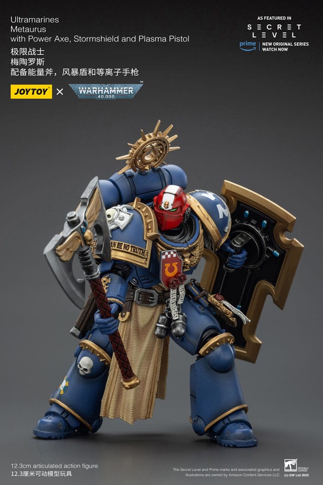 Warhammer 40,000 Action Figure Ultramarines Metaurus with Power Axe, Stormshield and Plasma Pistol 13 cm - Joy Toy Action Figures