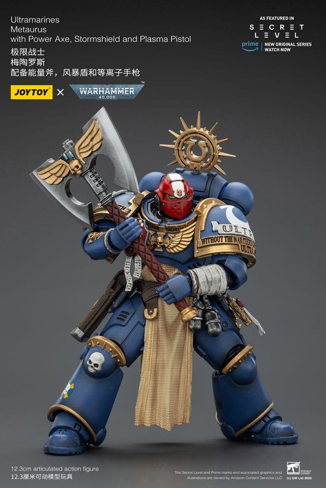 Warhammer 40,000 Action Figure Ultramarines Metaurus with Power Axe, Stormshield and Plasma Pistol 13 cm - Joy Toy Action Figures