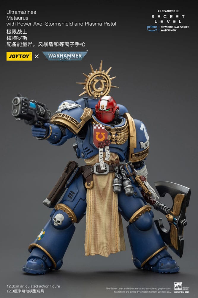 Warhammer 40,000 Action Figure Ultramarines Metaurus with Power Axe, Stormshield and Plasma Pistol 13 cm - Joy Toy Action Figures