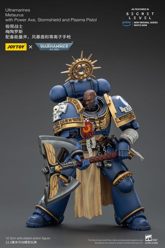 Warhammer 40,000 Action Figure Ultramarines Metaurus with Power Axe, Stormshield and Plasma Pistol 13 cm - Joy Toy Action Figures