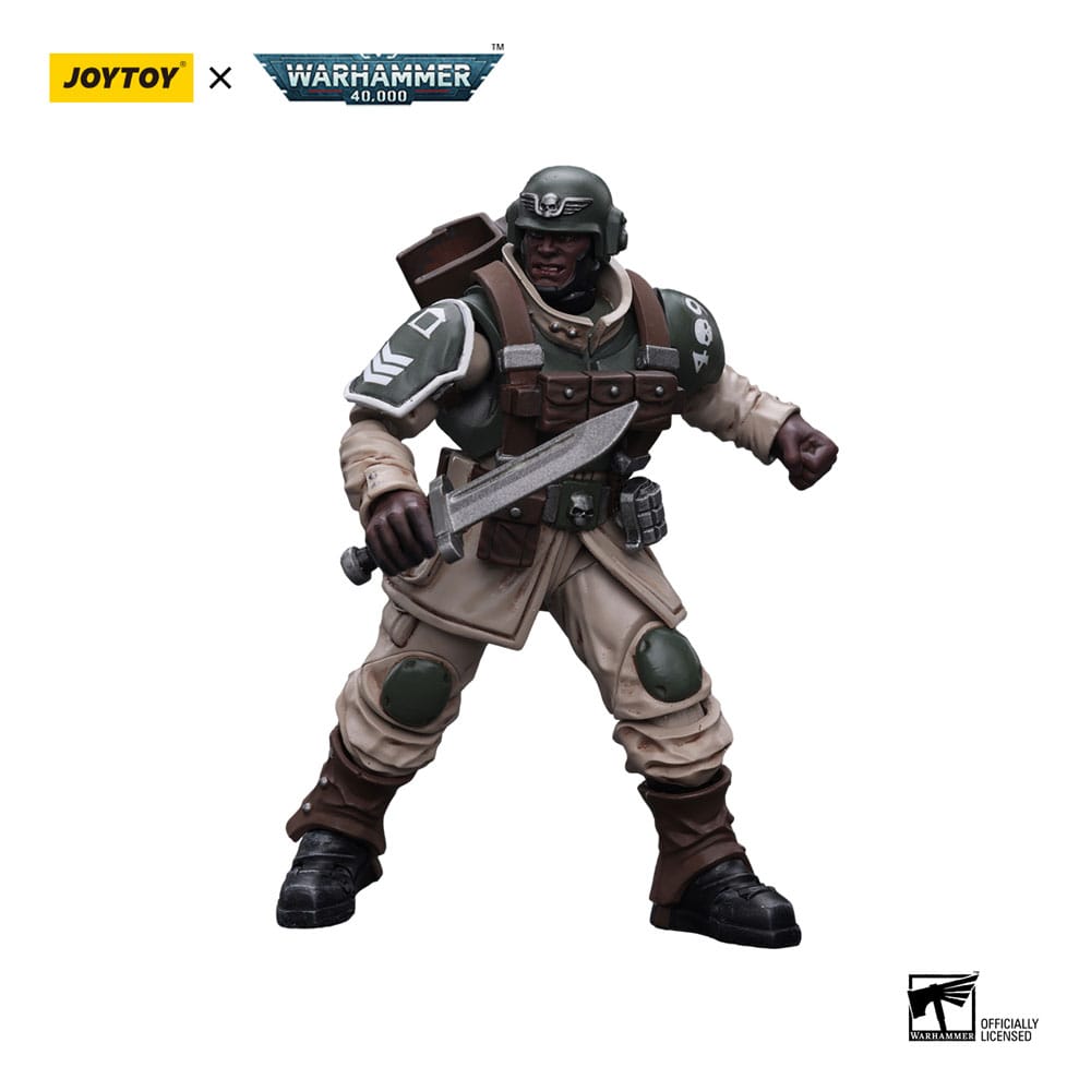 Warhammer 40k: Astra Militarum: Cadian Command Squad Veteran with Regimental Standard: Action Figure - Joy Toy Action Figures