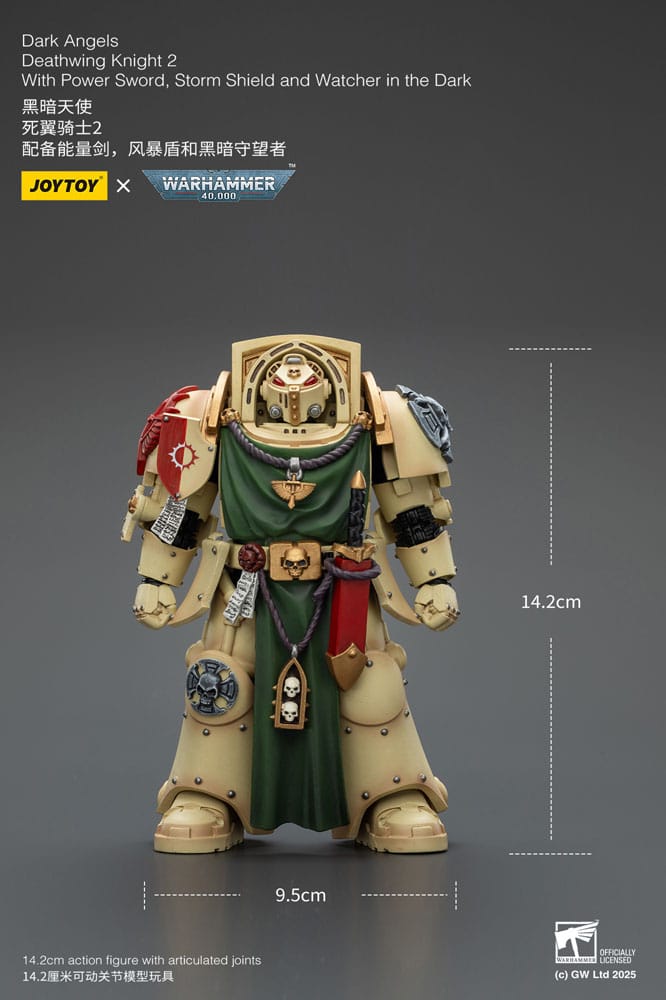 Warhammer 40k: Dark Angels Deathwing Knight 2 with Power Sword, Storm Shield, and Watcher in the Dark: Action Figure - Joy Toy Action Figure