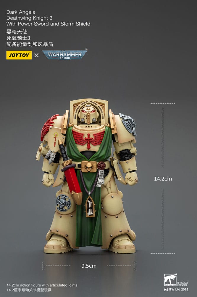 Warhammer 40k: Dark Angels Deathwing Knight 3 with Power Sword and Storm Shield: Action Figure - Joy Toy Action Figure