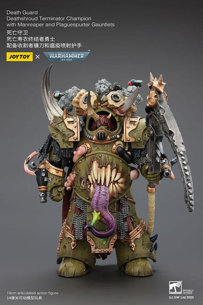 Warhammer 40k: Death Guard: Deathshroud Terminator Champion with Manreaper and Plaguespurter Gauntlets: Action Figure - Joy Toy Action Figures