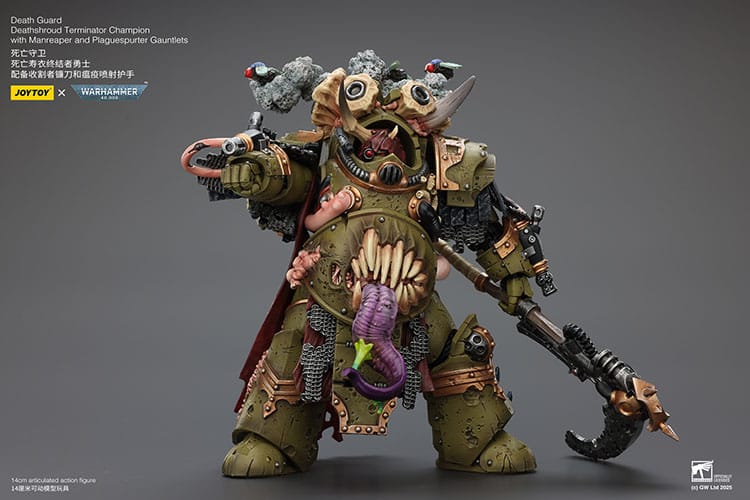 Warhammer 40k: Death Guard: Deathshroud Terminator Champion with Manreaper and Plaguespurter Gauntlets: Action Figure - Joy Toy Action Figures