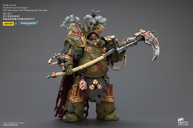 Warhammer 40k: Death Guard: Deathshroud Terminator (Ver. 1) with Manreaper and Plaguespurter Gauntlet: Action Figure - Joy Toy Action Figures