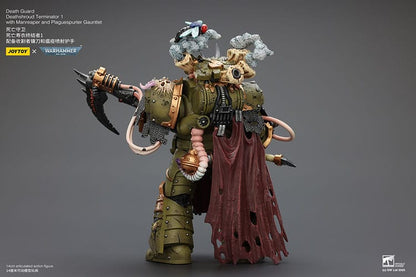 Warhammer 40k: Death Guard: Deathshroud Terminator (Ver. 1) with Manreaper and Plaguespurter Gauntlet: Action Figure - Joy Toy Action Figures