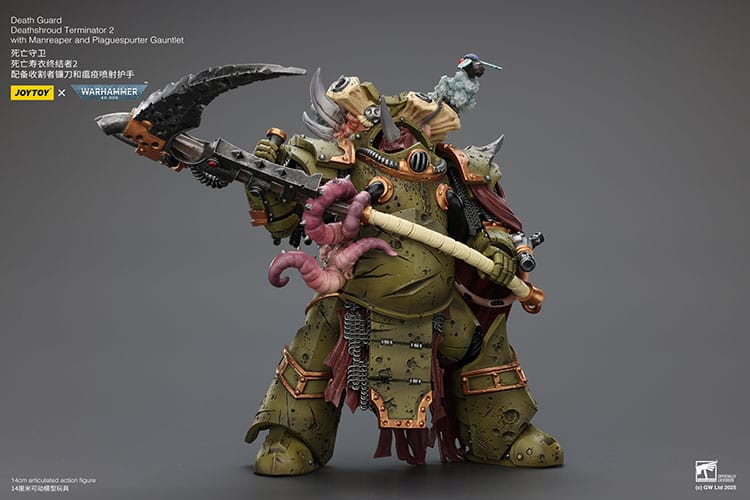 Warhammer 40k: Death Guard: Deathshroud Terminator (Ver. 2) with Manreaper and Plaguespurter Gauntlet: Action Figure - Joy Toy Action Figures